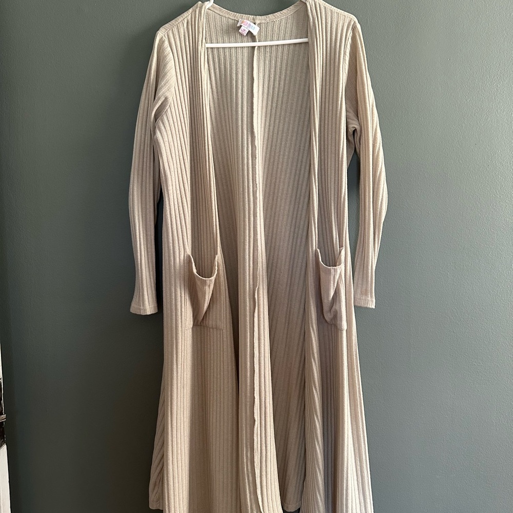 LuLaRoe Light Tan Ribbed Knit Top
